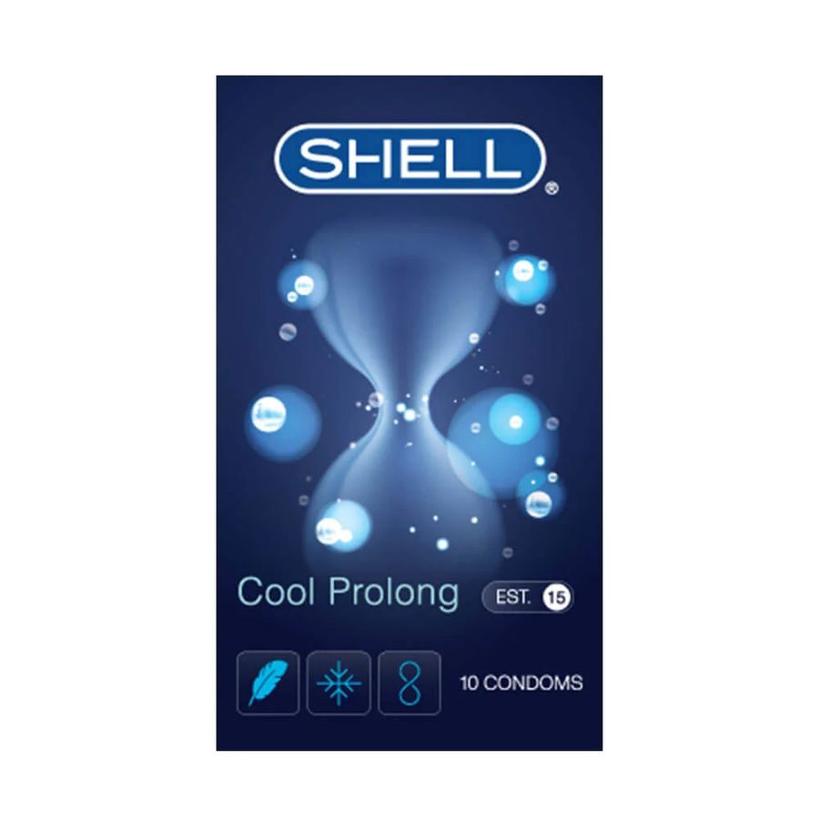 Bao cao su siêu mỏng, kéo dài thời gian, bạc hà mát lạnh Shell Cool Prolong | Hộp 10 cái 660576