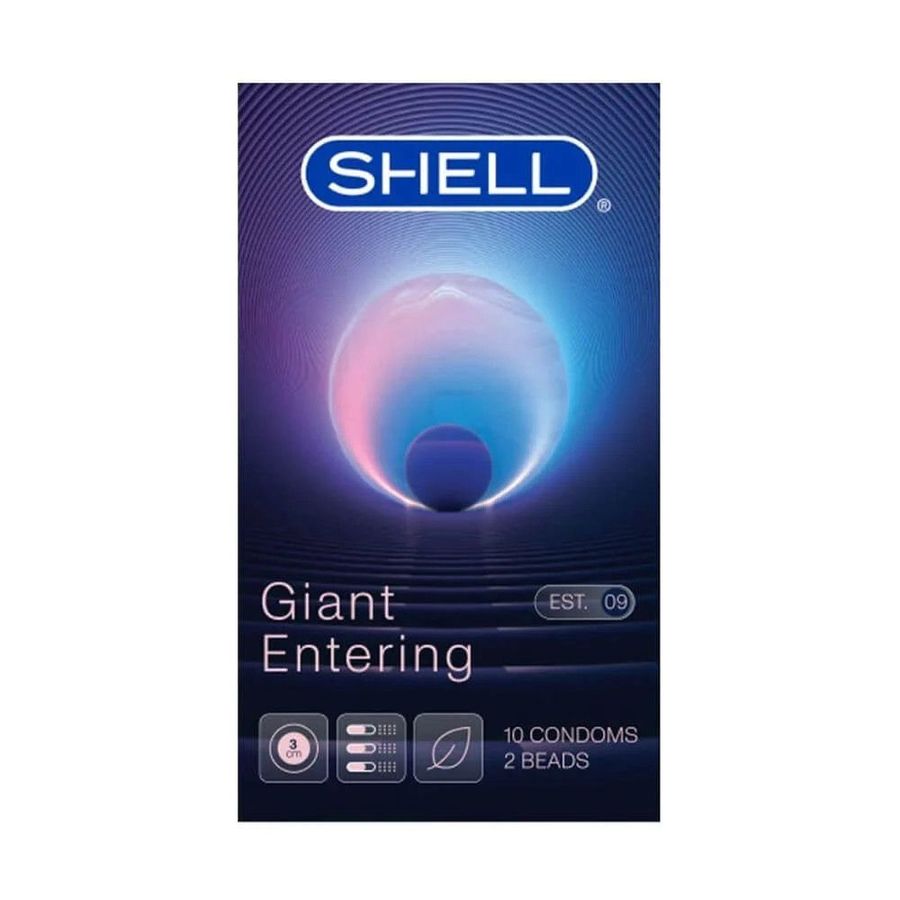 Bao cao su gân nổi, bi tăng 3cm Shell Giant Entering | Hộp 10 cái 660829