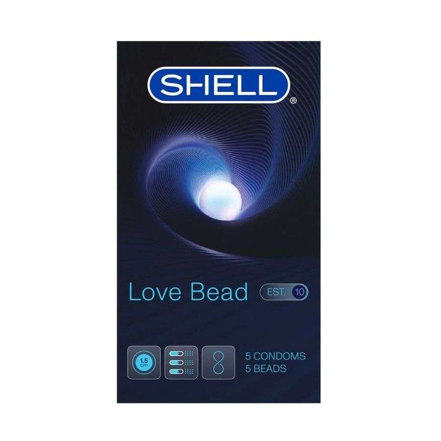 Bao cao su gân nổi, kéo dài thời gian, bi tăng 1.5cm Shell Love Bead | Hộp 5 Cái 661130