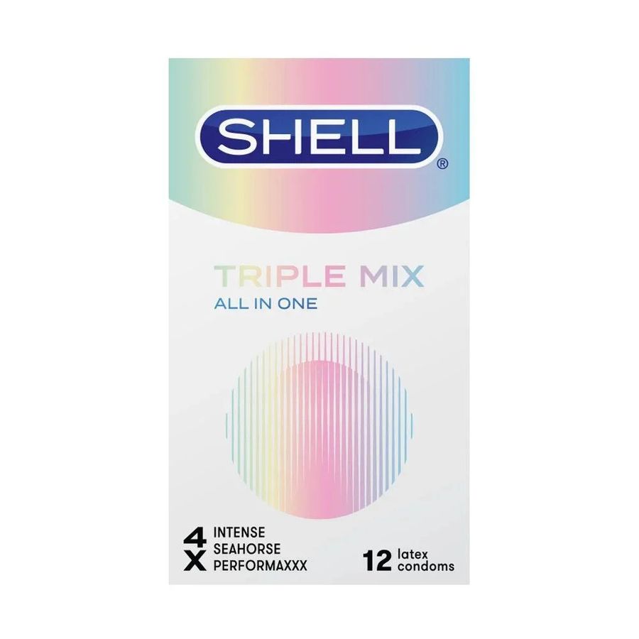 Bao cao su siêu mỏng, mát lạnh, gân gai Shell Triple Mix | Hộp 12 cái 661266