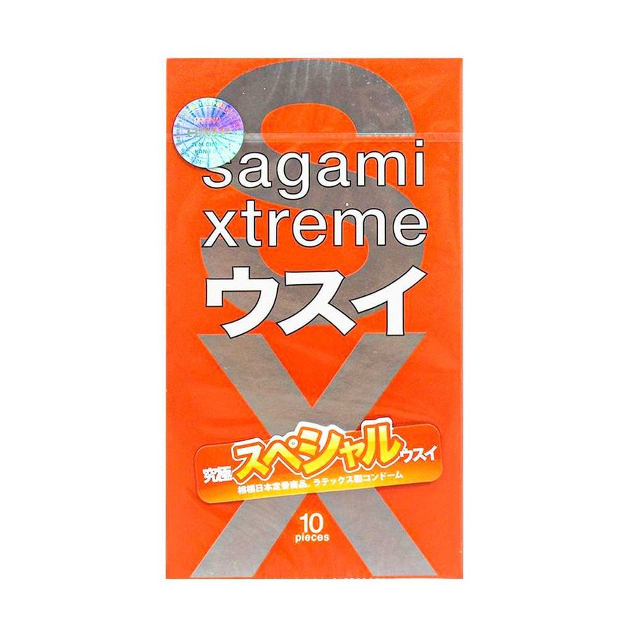 Bao cao su Sagami Xtreme Love Me Gold Orange - Siêu mỏng, nhiều gel bôi trơn - Hộp 10 cái 662121