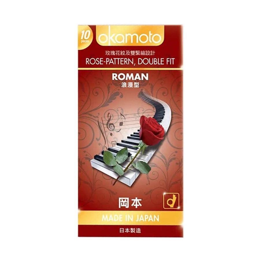 Bao cao su Okamoto Roman - Vân hoa hồng, ôm khít - Hộp 10 cái 662143