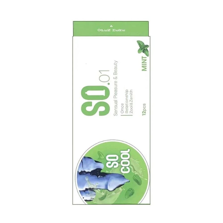 Bao cao su SO Cool - Mỏng, hương bạc hà - Hộp 12 cái 662330