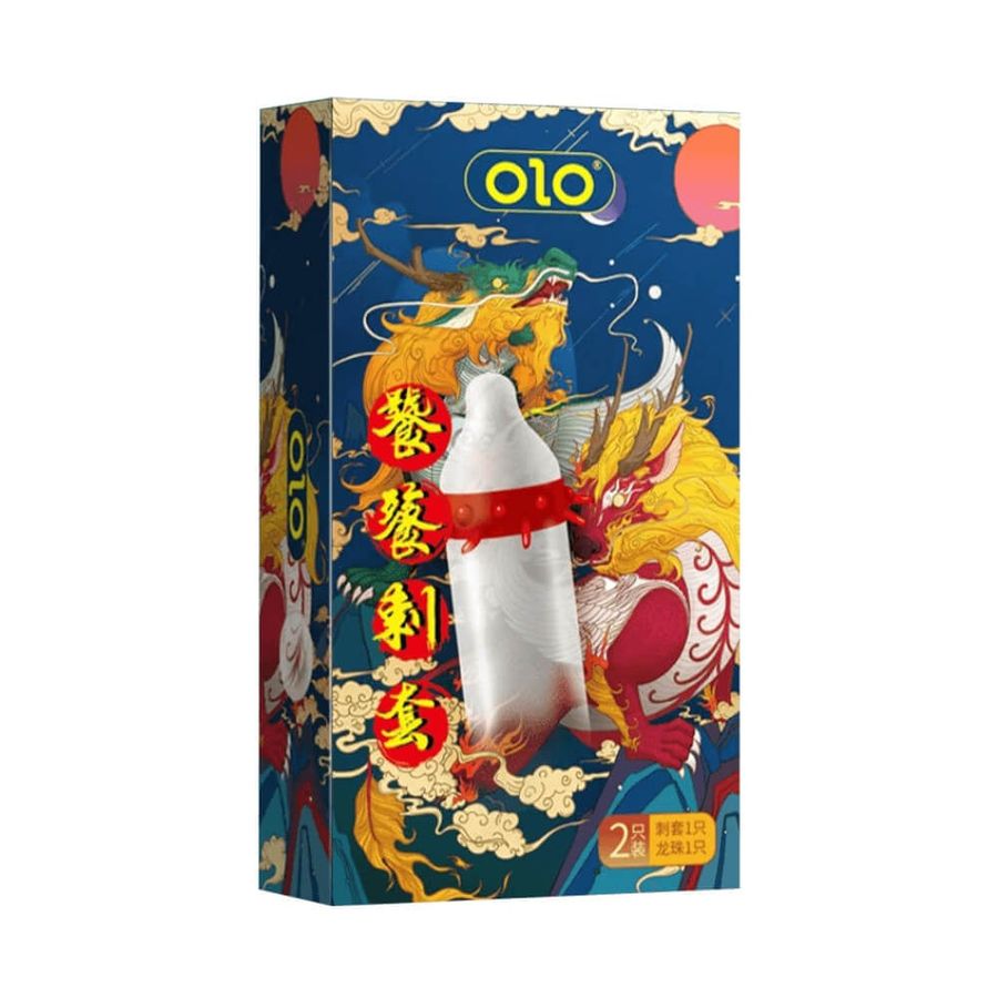 Bao cao su OLO Rồng vàng - Gai bi vòng - Hộp 1 cái + 1 bi silicon 662387