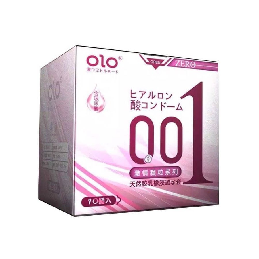 Bao cao su OLO 0.01 Zero Hồng - Siêu mỏng, có hạt, nhiều gel bôi trơn - Hộp 10 cái 662396