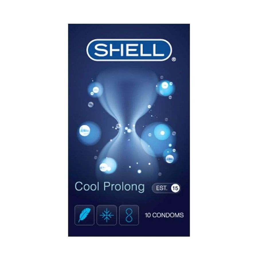 Bao cao su Shell Cool Prolong - Siêu mỏng, kéo dài thời gian, bạc hà mát lạnh - Hộp 10 cái 662471