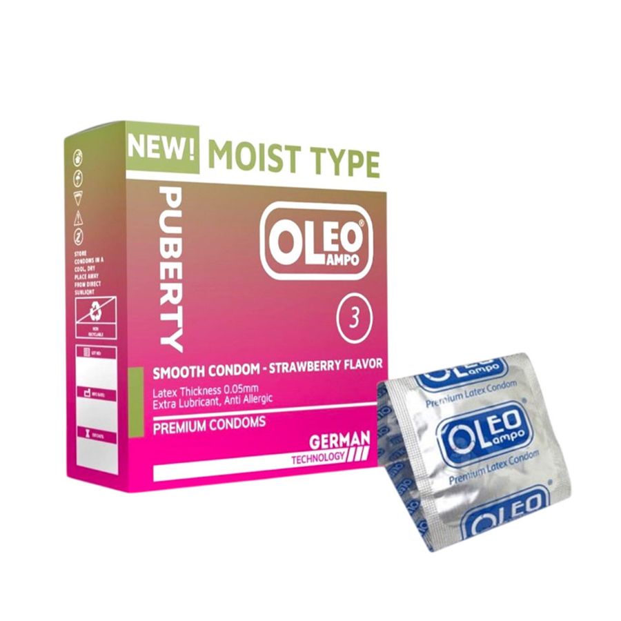 Bao Cao Su Oleo Lampo Puberty – Siêu Mỏng 0.05mm, Hương Dâu Quyến Rũ, Size Nhỏ 50mm 664533