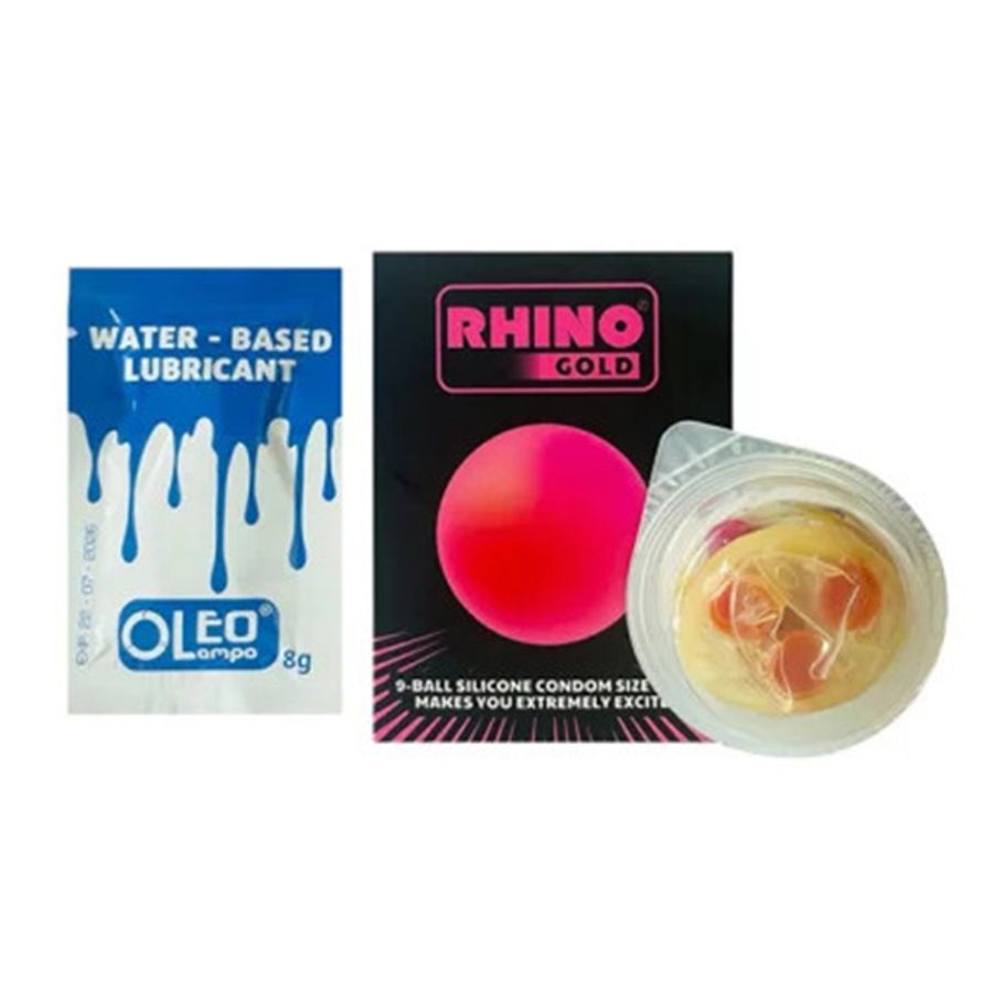 Bao Cao Su Rhino Gold Size Nhỏ 49mm Kèm 9 Bi Kèm Gell Bôi Trơn 664826