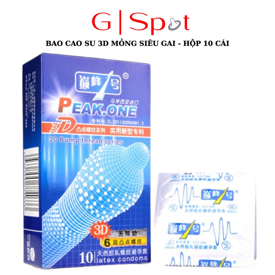 Bao Cao Su 3D Mỏng Siêu Gai Kích Thích Tăng Cảm Giác Cho Nữ - Hộp 10 Cái 670718