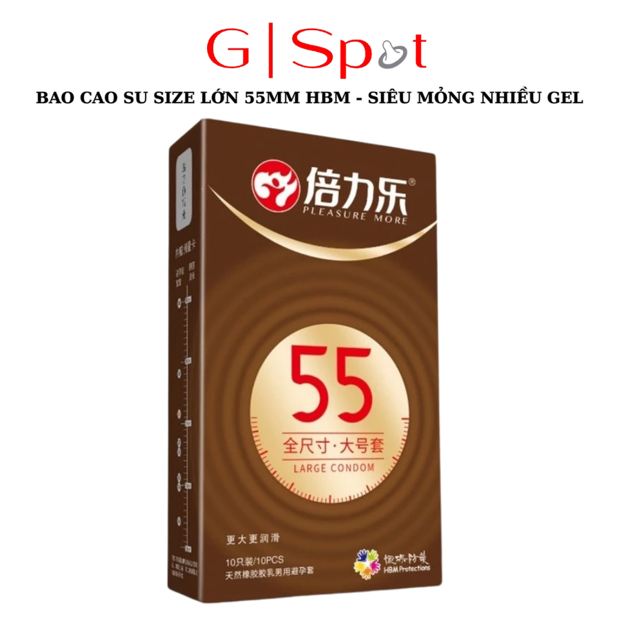 Bao Cao Su Size Lớn 55mm HBM - Comdom Large XL - Hộp 10 cái - Siêu Mỏng Nhiều Gel 670728