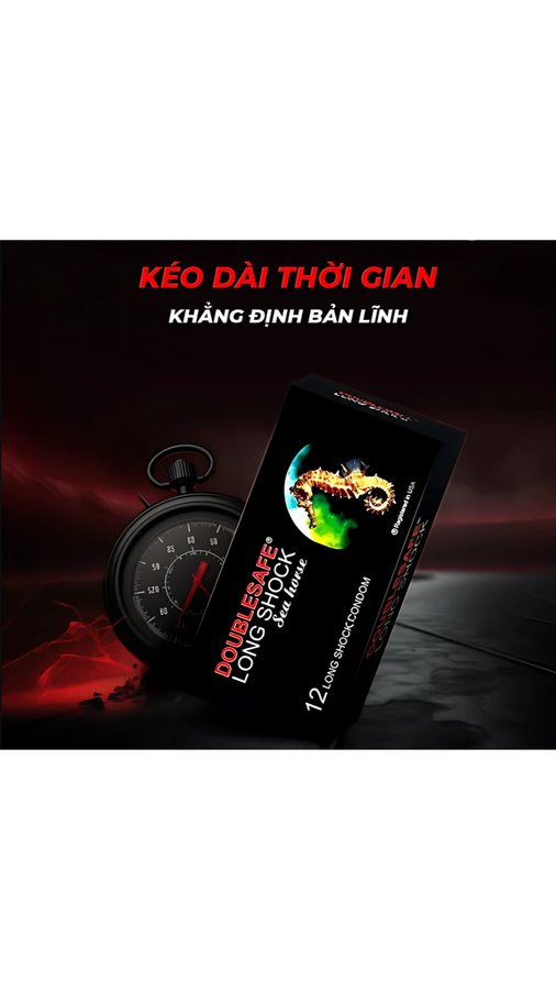 Bao cao su Cá Ngựa Double Safe LONG SHOCK - Hộp 12 cái 671188