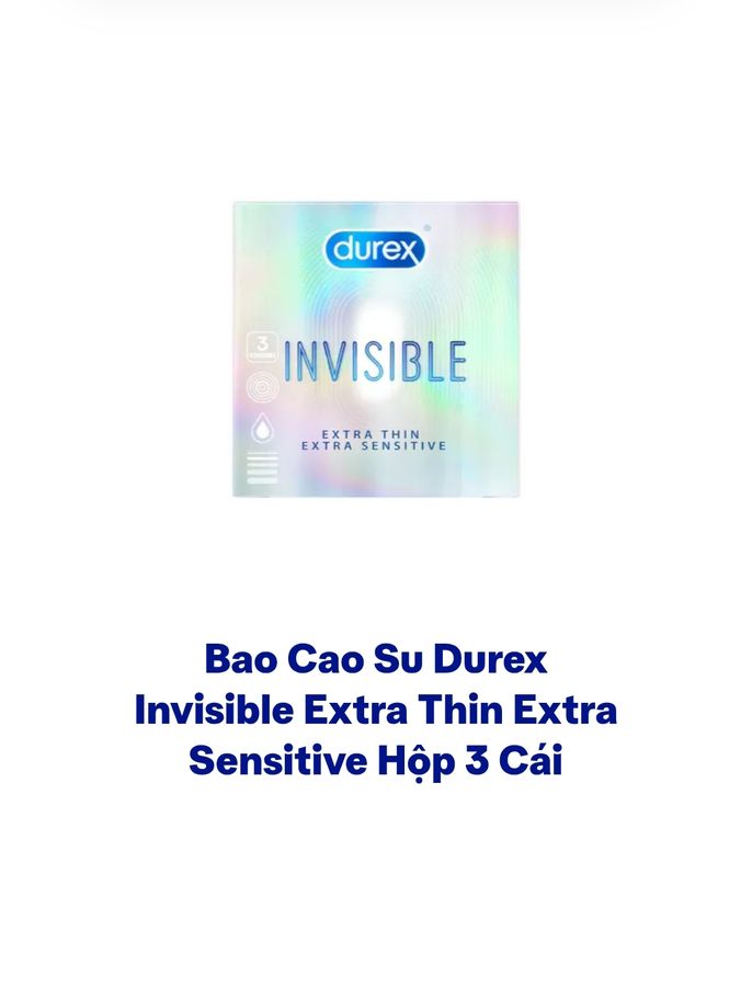 Bao cao su durex hộp 3 cái siêu mỏng, che tên sp