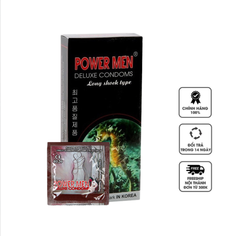 Hộp 12 Chiếc - Bao Cao Su Powermen Cá Ngựa Kéo Dài Thời Gian Có Gân Gai 719406