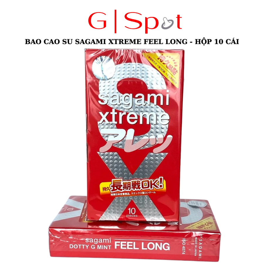 Bao Cao Su Sagami Xtreme Feel Long Gai Kéo Dài Thời Gian - Hộp 10 Cái - Tặng Gel Gói 720412