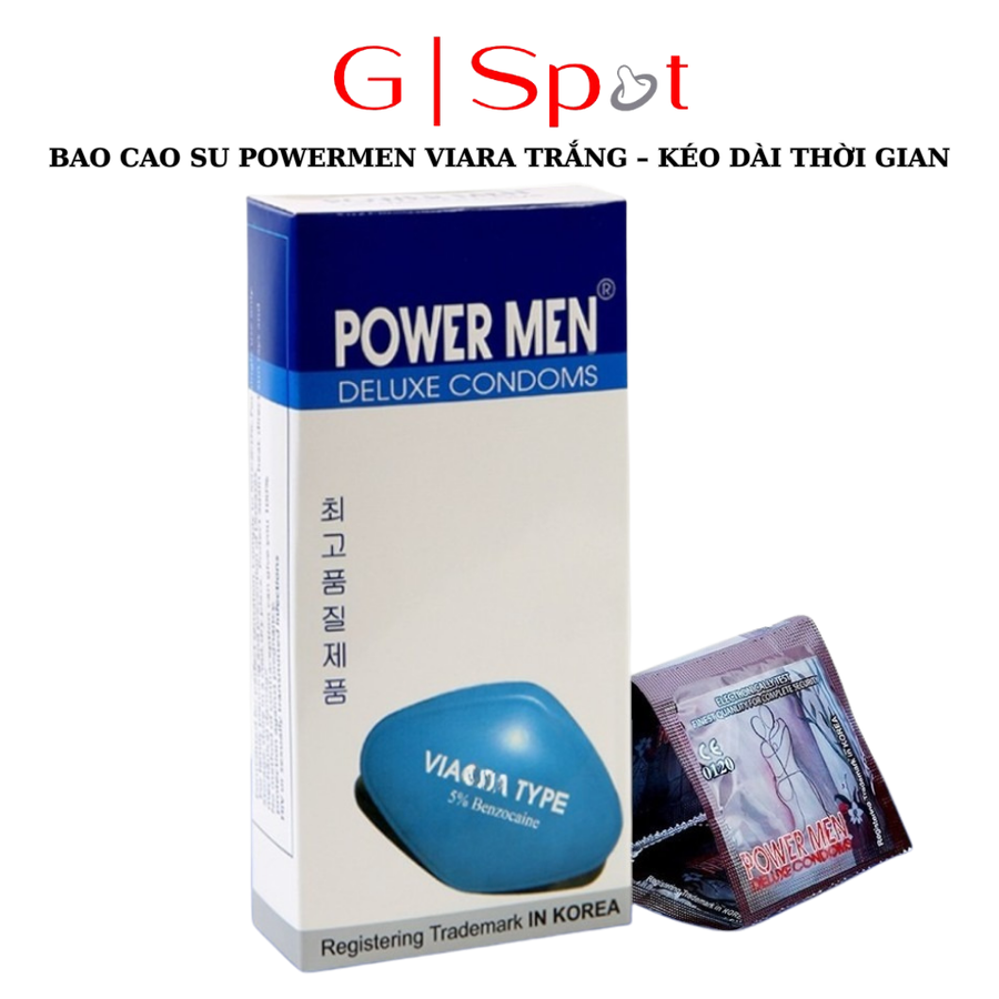 Bao Cao Su Lâu Ra Power Men Viara Trắng – Siêu Mỏng Nhiều Gel Kéo Dài Thời Gian - Hộp 12 Cái 720481