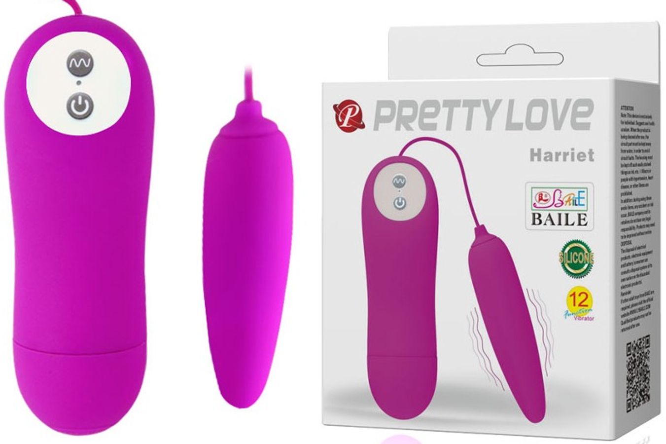 Trứng rung Pretty Love Harriet – 12 chế độ rung – Chất liệu silicone mềm mại – Kèm remote điều khiển 671428