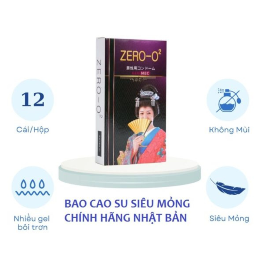 Bao Cao Su Nhật Bản ZERO-O2 Siêu Mỏng 0.02mm – Hộp 12 Chiếc 738298