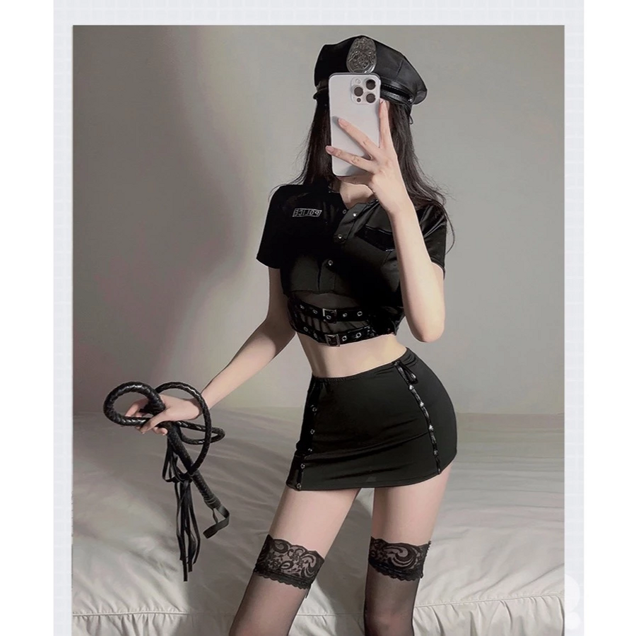 Cosplay Cảnh Sát Anime Ôm Body Tôn Dáng Gợi Cảm Hóa Trang Nữ Police Thanh Lịch Quyến Rũ - N705 Đen