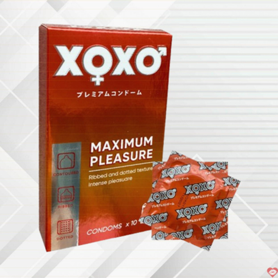 Bao Cao Su XOXO Nhật Bản Hộp 10 Chiếc - Chất Liệu Polyurethane Siêu Mỏng, Gân Gai Kích Thích Tột Đỉnh