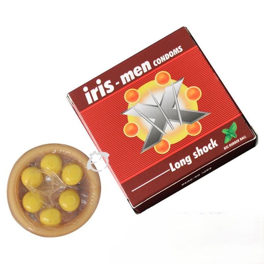 10 Bao Cao Su Iris-men Long Shock 6 Bi Siêu To - Kích Thước Bi 8mm, Kéo Dài Thời Gian Cuộc Yêu