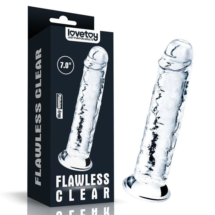 Dương vật giả dính tường trong suốt 18cm Flawless Clear 661025