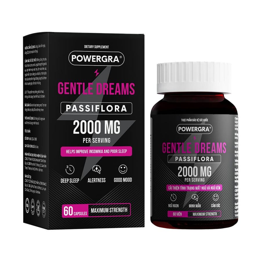 Viên uống giúp tình trạng mất ngủ Powergra Gentle Dreams - Hộp 60 viên