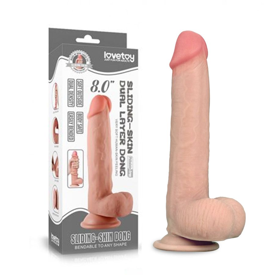 Dương vật giả dính tường Lovetoy Sliding Skin Dong 8.0 Inch 663327