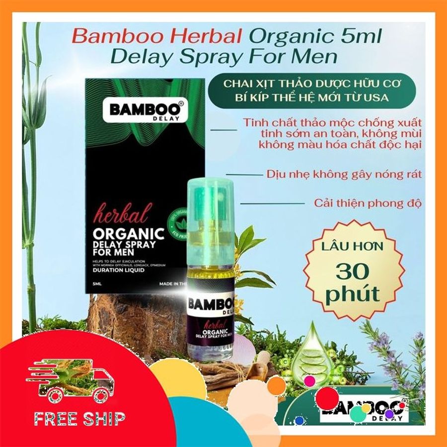 (Che Tên Khi Giao) Chai Xịt Kéo Dài Thời Gian Bamboo Herbal Organic 5ml – Thảo Mộc Thiên Nhiên USA Không Nóng Rát Bảo Mật Tuyệt Đối