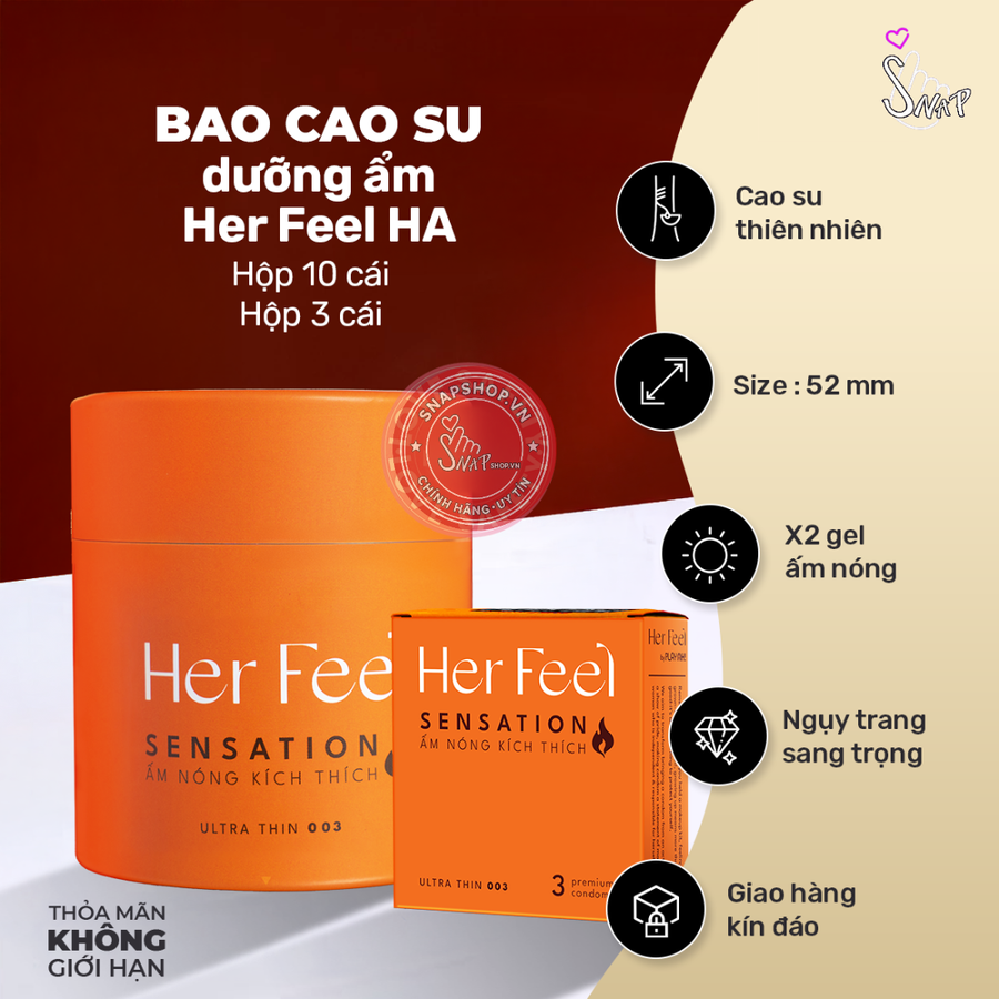(Snapshop) Bao Cao Su Nóng Ấm PlayAh Her Feel Sensation Hương Nước Hoa Chính Hãng