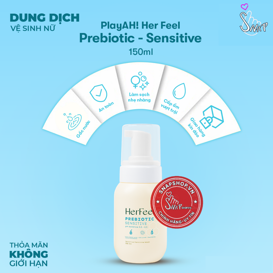 (Snapshop) Dung Dịch Vệ Sinh Phụ Nữ Her Feel Prebiotic Sensitive HA Làm Sạch Cấp Ẩm Chính Hãng