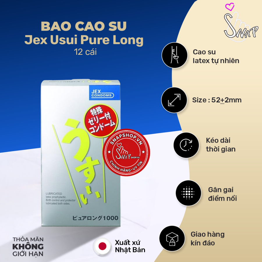 (Snapshop) Bao Cao Su Kéo Dài Thời Gian Jex Usui Pure Long Chính Hãng