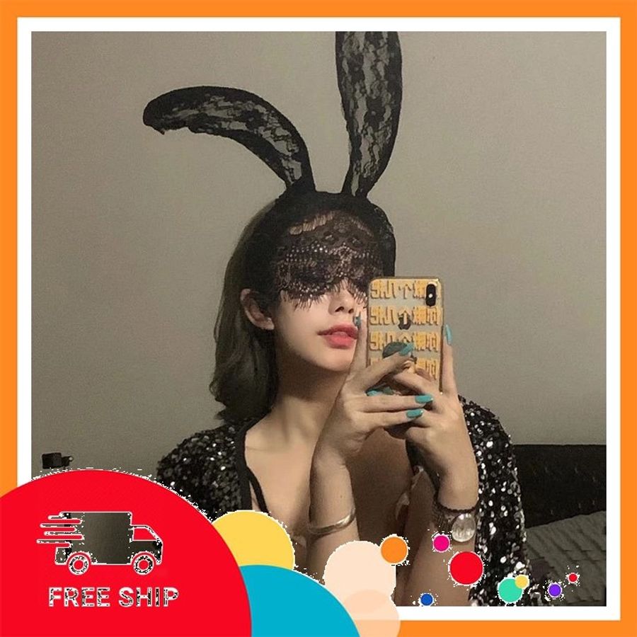 (Che Tên Khi Giao) Phụ Kiện Cosplay Dễ Thương Cho Nữ Sexy Gợi Cảm - Cài Tai Thỏ Đen Hỗ Trợ 24/7