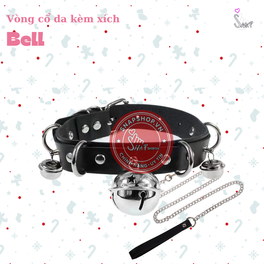 (Snapshop) Vòng Cổ Da Bell Kèm Xích - Đồ Chơi BDSM Chính Hãng