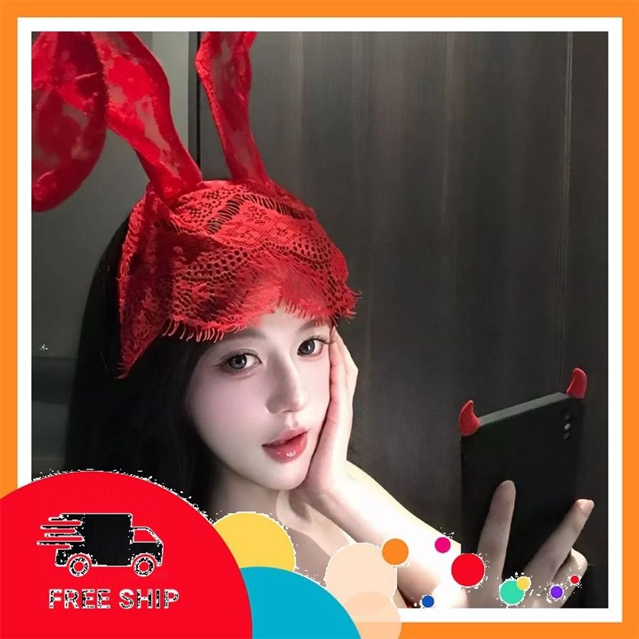 (Che Tên Khi Giao) Phụ Kiện Cosplay Dễ Thương Cho Nữ Sexy Gợi Cảm - Cài Tai Thỏ Đỏ - Hàng Mới Về
