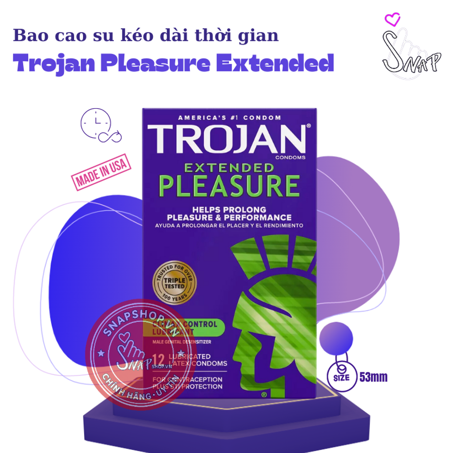 (Snapshop) Bao Cao Su Kéo Dài Thời Gian Trojan Pleasure Extended Chính Hãng