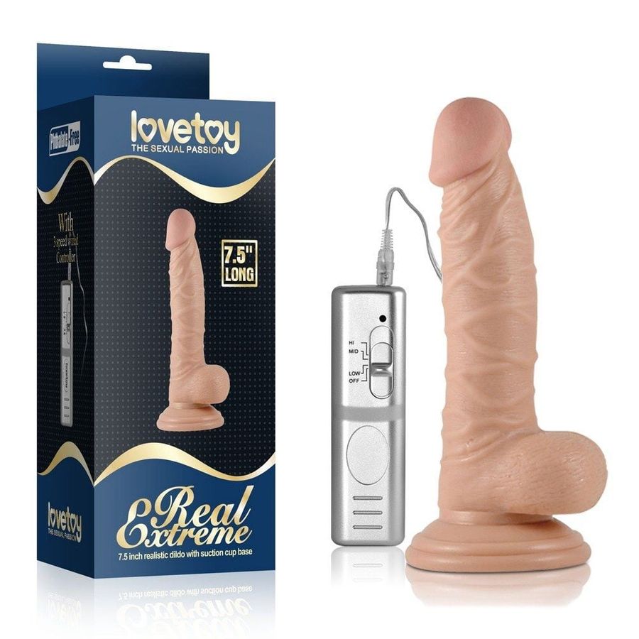 Dương vật giả dính tường có rung 19cm Lovetoy Real Extreme 660900
