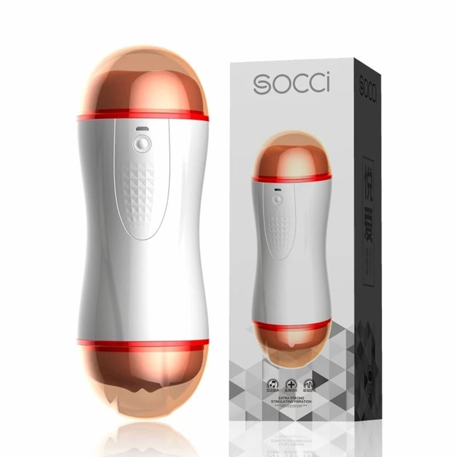 Âm đạo giả silicone mềm rung có âm thanh Socci