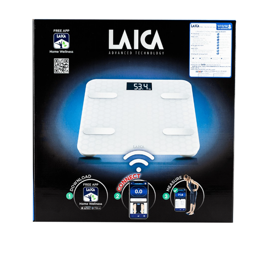 Cân Sức Khoẻ Thông Minh Laica PS7011 - Cân Đo 6 Chỉ Số Cơ Thể, Kết Nối Bluetooth, Màu Trắng - Sản Phẩm Chăm Sóc Sức Khỏe Hàng Đầu 669365