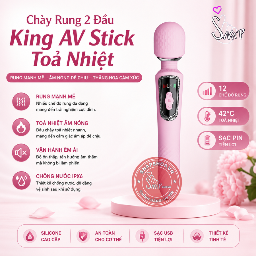 (Snapshop) Chày Rung 2 Đầu King AV Stick Toả Nhiệt Chính Hãng