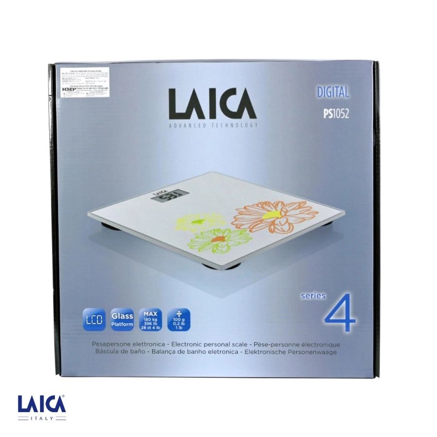 Cân Sức Khỏe Điện Tử Laica PS1052W Chính Hãng - Thiết Kế Sang Trọng Italy, Đo Nhanh Chính Xác Tối Đa 180kg 719202