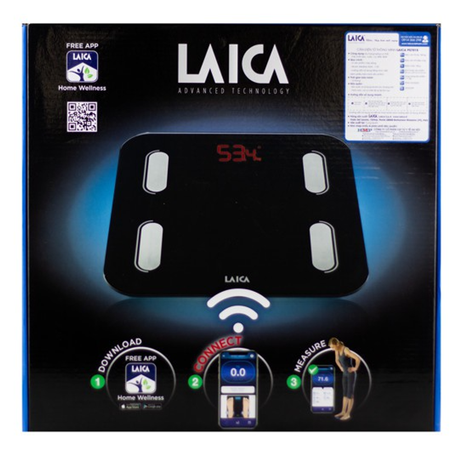 Cân Điện Tử Thông Minh Laica PS7015 - Cân Đo 6 Chỉ Số Cơ Thể, Kết Nối Bluetooth Với Ứng Dụng Laica Home Wellness 719211