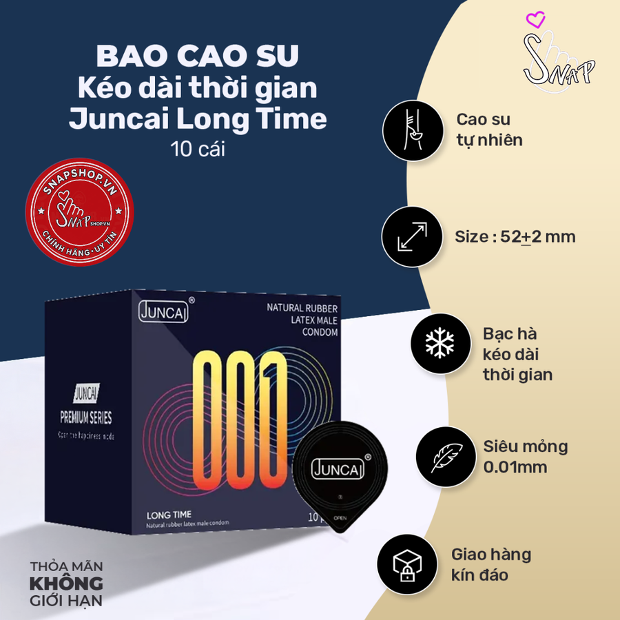 (Snapshop) Bao Cao Su Kéo Dài Thời Gian Juncai Long Time Chính Hãng