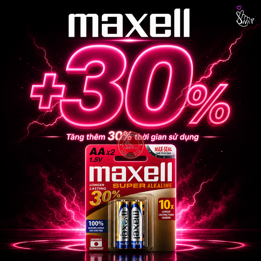 (Snapshop) Pin Tiểu AA Maxell Super Alkaline Nhật Bản Chính Hãng