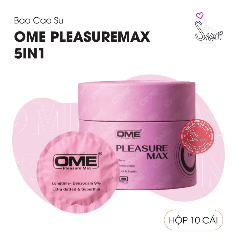 (Snapshop) Bao Cao Su Kéo Dài Thời Gian Ome Pleasuremax 5in1 - Hộp 10 Cái Chính Hãng