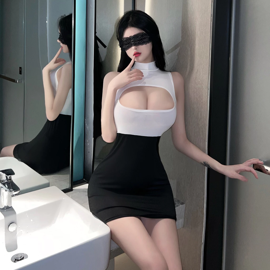 Cosplay Thư Ký Ôm Body Xinh Gợi Cảm Anime Quyến Rũ - N720 Trắng Đen