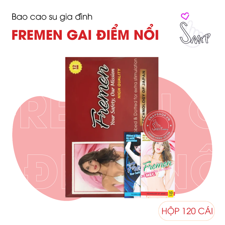 (Snapshop) Bao Cao Su Gia Đình Fremen Gai Điểm Nổi - Hộp 120 Cái Chính Hãng