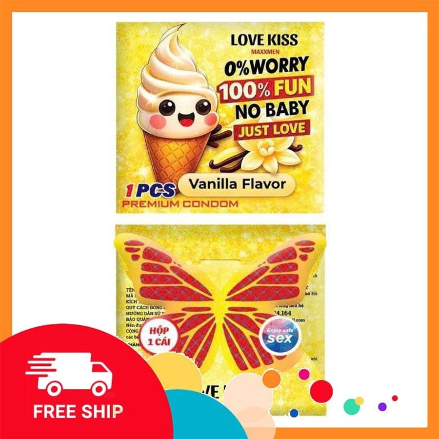 (Che Tên Khi Giao) Bao Cao Su Love Kiss MAXXMEN Vanilla Siêu Mỏng 0.02mm Hương Vani Hộp 1 Cái - Snapshop