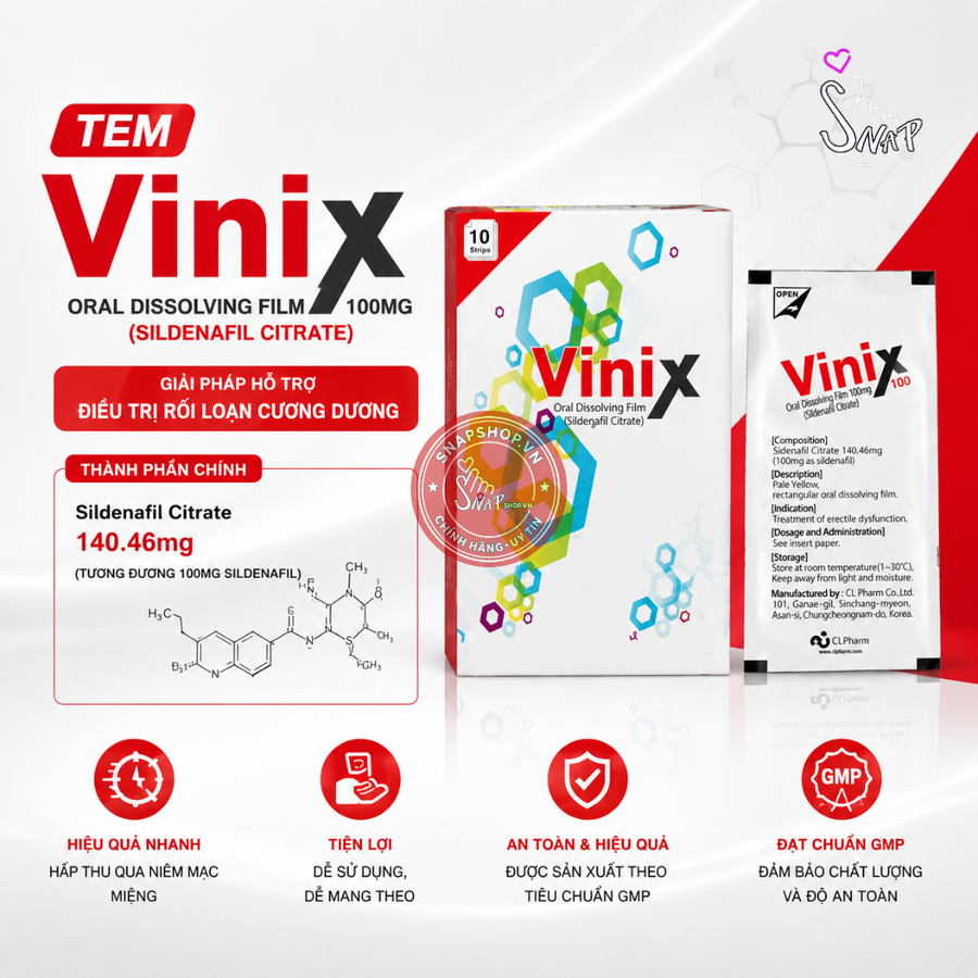 (Snapshop) Tem Ngậm Tăng Cường Sinh Lý Vinix 100mg Chính Hãng