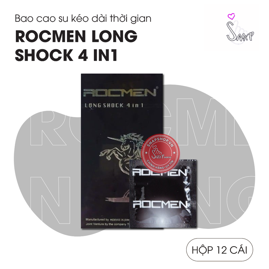 (Snapshop) Bao Cao Su Kéo Dài Thời Gian Quan Hệ Rocmen Long Shock 4in1 - Hộp 12 Cái Chính Hãng