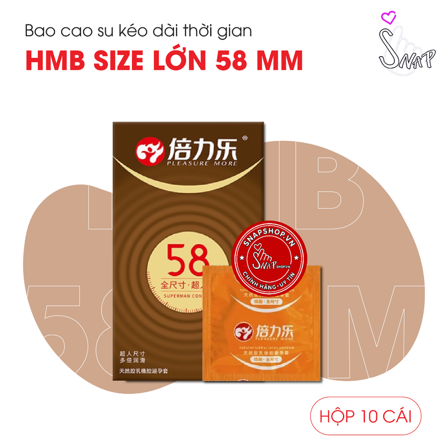 (Snapshop) Bao Cao Su Size Lớn 58mm HBM Chính Hãng - Hộp 10 Cái Chính Hãng